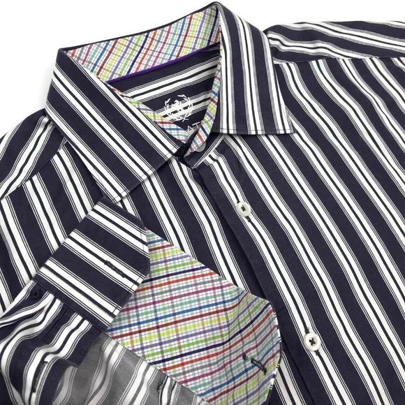 Bugatchi Uomo Striped Shirt 16 - 34/35 Flip Cuffs - Picture 7 of 8